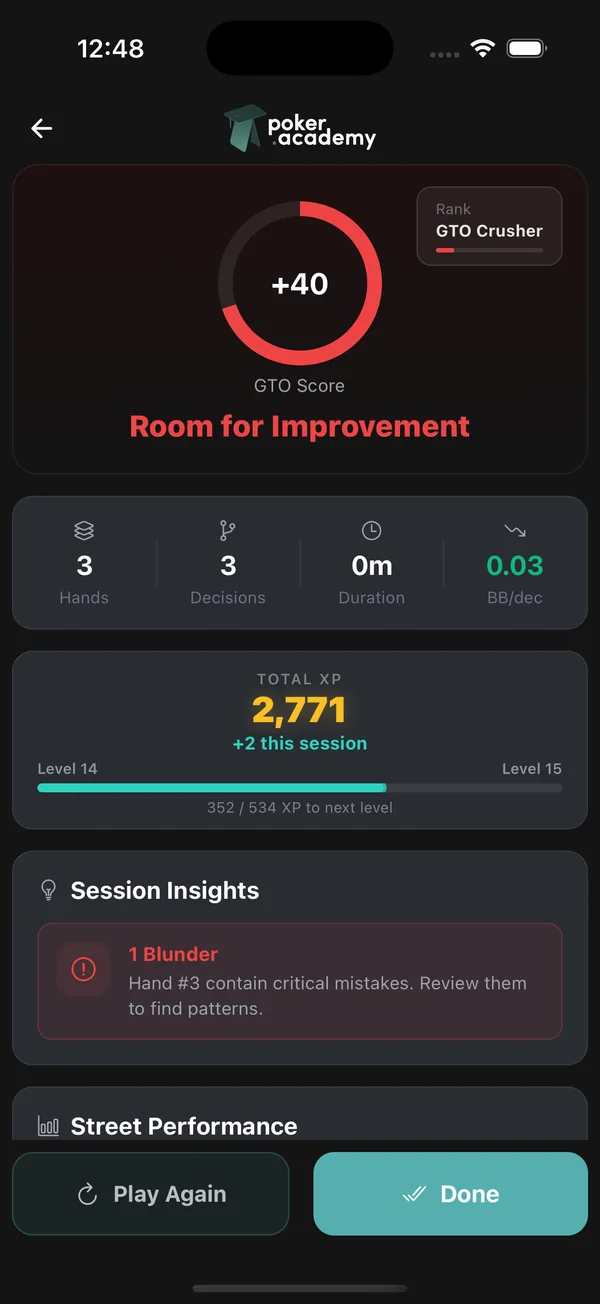 Poker Academy mobile — secondary view