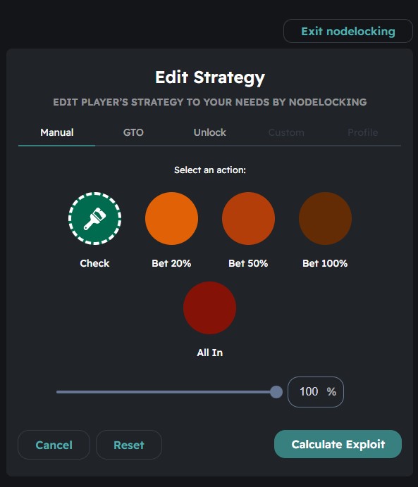 Node locking - Strategy modification menu